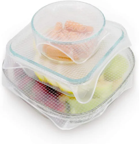 Vista 4 de Grand Fusion Envoltura de alimentos de silicona apta para microondas, envolturas flexibles y reutilizables para alimentos, sin BPA y de larga