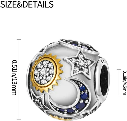 Vista 3 de Pandach Dijes de plata de ley 925 para pulsera y collar, colgante con piedras de circonita cúbica 5A, cuentas de joyería, regalos para mujeres