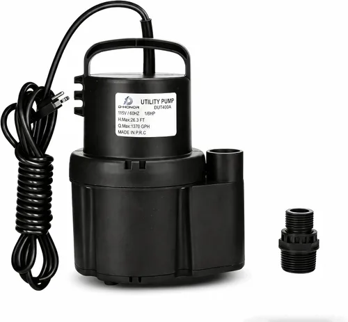 Vista 11 de D-HONOR Sump Pump, Submersible Water Pump 1/3 HP 1600 GPH with Float Switch Automatic Utility Pump for Pool, Pond, Garden, Flooded Basement