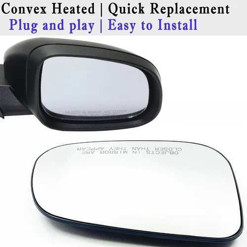 Vista 4 de Espejo calefactable para el lado del pasajero, compatible con Volvo S60 2012-2017, S80 2012-2016, V60 2015-2018 con soporte trasero