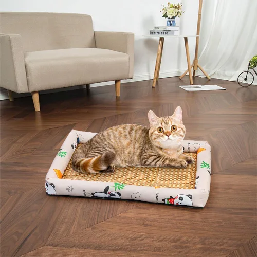 Vista 3 de Cama de enfriamiento de ratán de hielo para gatos y perros, alfombrilla de hielo para mascotas, tapete de enfriamiento de verano para mascotas