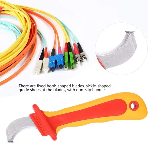 Vista 3 de Walfront Cable pelar cuchillo 1000 V aislamiento electricista cuchillo fijo gancho en forma de cuchillas antideslizantes antideslizante anti