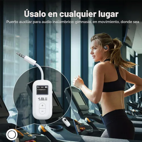 Vista 9 de 1Mii SafeFly Dual Adaptador Bluetooth de avión para AirPods o auriculares, transmisor Bluetooth con pantalla, control de volumen, aptX adaptable