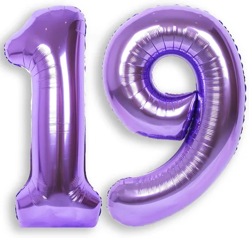 Vista 32 de Globo de número 0 de 40 pulgadas de RainbowQ Party, grande, color púrpura, para niños o niñas, números del 0 al 9, de papel de aluminio y Mylar