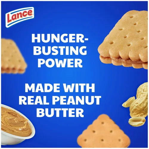 Vista 4 de Lance Galletas sándwich, mantequilla de maní Nekot, 8 paquetes envueltos individualmente, 6 sándwiches cada uno