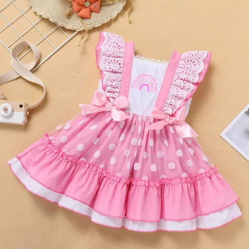 Vista 3 de Vestido tutú de verano para niña, sin mangas, a cuadros, vestido de fiesta de cumpleaños, vestido de fiesta con lazo de flores y diadema