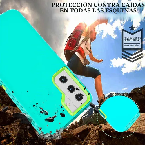 Vista 4 de Funda resistente 3 en 1 para Galaxy S21 (no para S21 Plus), con película de TPU flexible y película de lente de cámara, paquete de 2 fundas SF-Aqua