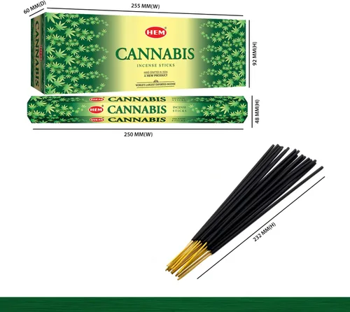 Vista 2 de Caja de 6 tubos Cannabis, de 0.7 oz, incienso de dobladillo
