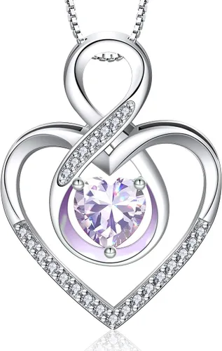 Vista 7 de RIVIKO Collar con símbolo de corazón infinito para mujer, plata de ley 925, dije de corazón de amor, día de la madre, aniversario, cumpleaños