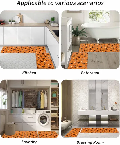 Vista 6 de Tapete de baño de Halloween para bañera, antideslizante, de secado rápido y absorbente, tierra de diatomeas, fregadero, dormitorio, cocina, lavable