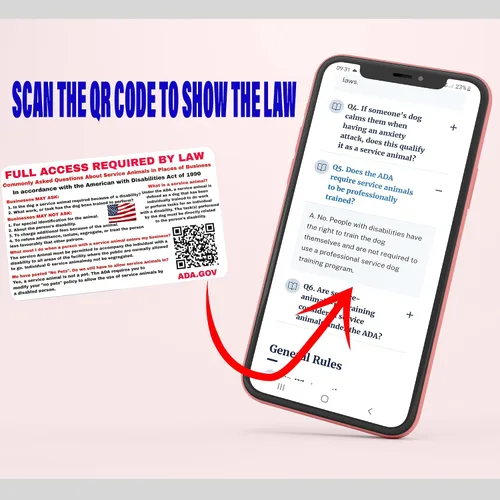 Vista 5 de Tarjeta personalizada de animales de servicio estadounidense con código QR Enlace al juego de etiquetas de ley y collar de ADA v2.