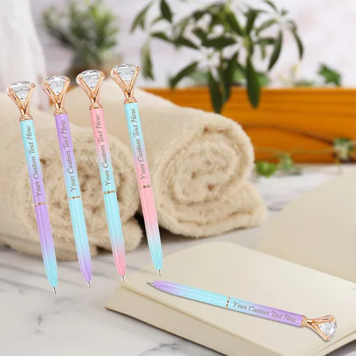 Vista 5 de STREADVE 12 bolígrafos personalizados con nombre, bolígrafo de diamante personalizado, grabado gratis, logotipo, texto, escritura suave, regalos