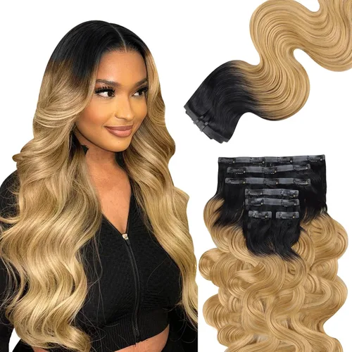 Vista 86 de Lashey Extensiones de cabello humano con clip, sin costuras, #1, color negro azabache, extensiones de cabello humano real, extensiones de cabello