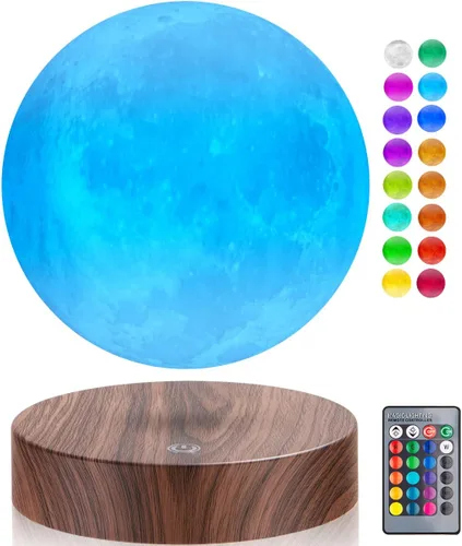 Vista 8 de Lámpara magnética flotante de luna, 16 colores, luz de luna, girando levitante, impresión 3D, luna, luces LED de noche, hogar, oficina, habitación