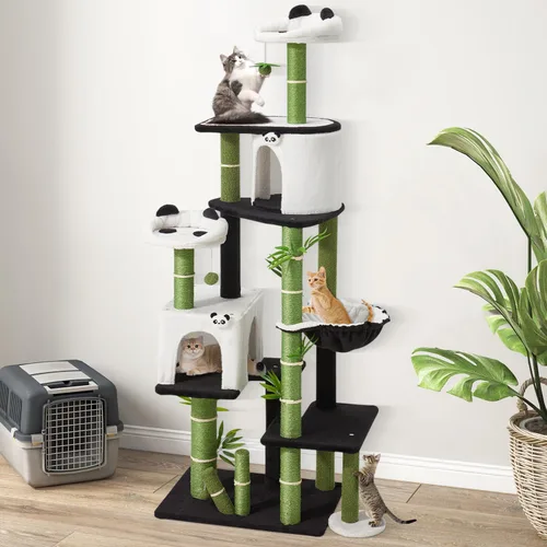 Vista 12 de Erinnyees Árbol de flores para gatos, torre para gatos de 38.2 pulgadas, torre de árbol de gatito de varios niveles para interiores, casa de gatitos