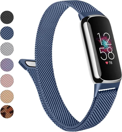 Vista 15 de Correa de metal para Fitbit Luxe para mujeres y hombres, correa de repuesto magnética ajustable de malla de acero inoxidable compatible con Fitbit