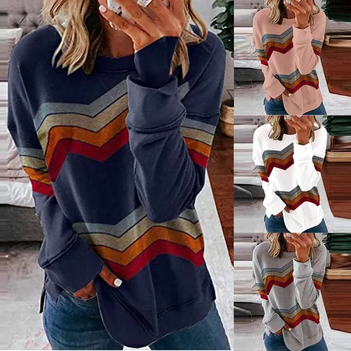 Vista 4 de Sudadera de gran tamaño para mujer, otoño, invierno, cuello redondo, trajes de moda de manga larga, camisetas gráficas, ropa de Halloween
