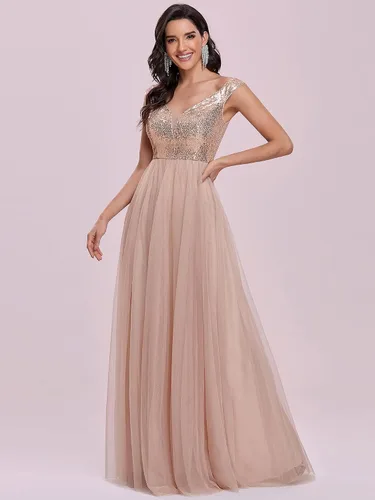 Vista 4 de Ever-Pretty Vestido formal de noche con cuello en V y lentejuelas para mujer 0277