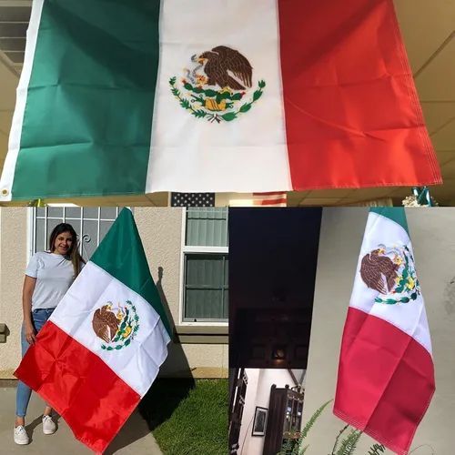 Vista 6 de Homissor Bandera mexicana Bandera de México, banderas bordadas de 3 x 5 pulgadas, rayas cosidas, banderas nacionales MX resistentes, poliéster
