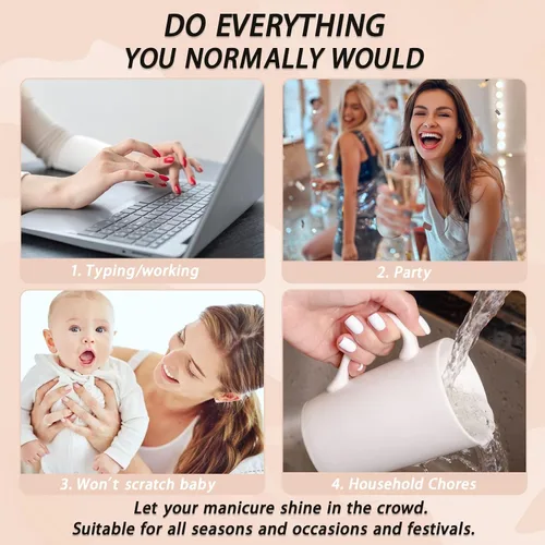 Vista 6 de Uñas postizas cortas a presión, uñas acrílicas cuadradas, coloridas de cobertura completa, uñas adhesivas brillantes en líneas, uñas reutilizables
