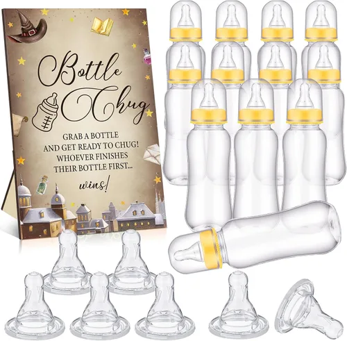 Vista 24 de TrelaCo Safari Cool Baby Shower Games Bottle Chug Sign Wooden Jungle Animals Set de regalo para revelación de género suministros de fiesta y 12