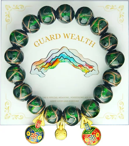 Vista 14 de Pulsera de esmalte gris colorido para hombres y mujeres – Estilo Palacio Imperial, joyería de guardián familiar de bestias tragadoras de oro