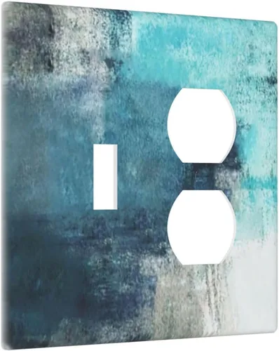 Vista 53 de Taupe Beige Marrón Gris Abstracto Arte 1-Banda Interruptor de Luz Doble de Recepción Placa de Pared Toma Cubiertas Eléctricas Decorativas Modernas