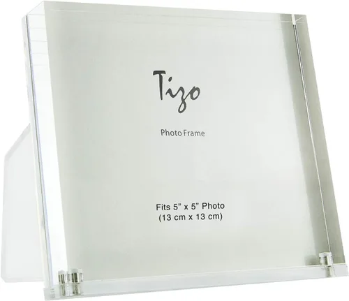 Vista 21 de TIZO Marco de fotos vertical Lucite de 4 x 4 pulgadas, duradero, 1 pulgada de grosor transparente y cierres magnéticos, elegante y práctico marco