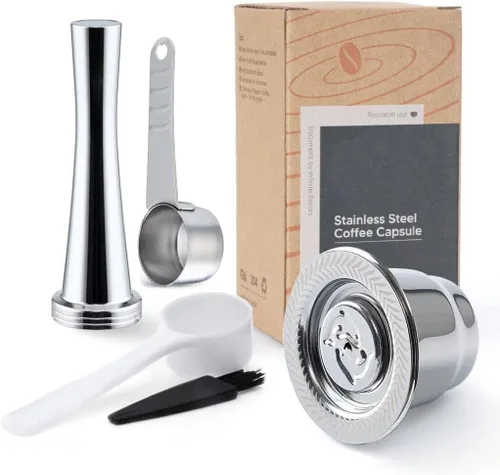 Vista 8 de Cápsulas de café espresso recargables de acero inoxidable, cápsulas de café reutilizables compatibles con Ne-spresso Original Line Brewers New