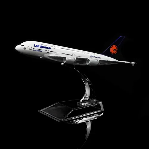 Vista 2 de 24-Hours Alemania Deutsche Lufthansa AG A380 Modelo de aleación de metal sólido Aeronave