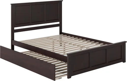 Vista 4 de AFI, Madison - Cama de plataforma Queen con estribo a juego, cama nido individual XL y cargador USB conectable, color espresso
