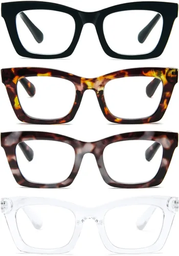 Vista 12 de Gafas de lectura para mujer, estilo Oprah, de gran tamaño, con bisagra de resorte cuadrada, lentes de bloqueo de luz azul