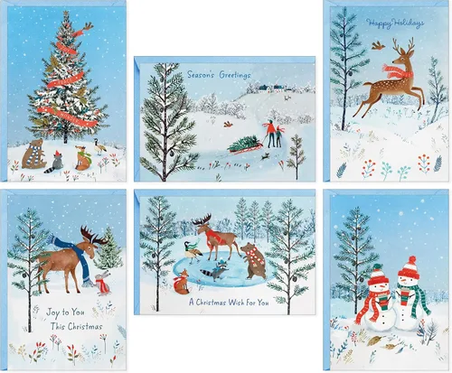 Vista 10 de Hallmark - Surtido de tarjeteros para tarjetas de regalo de Navidad o portamonedas, rústico (36 tarjetas con sobres)
