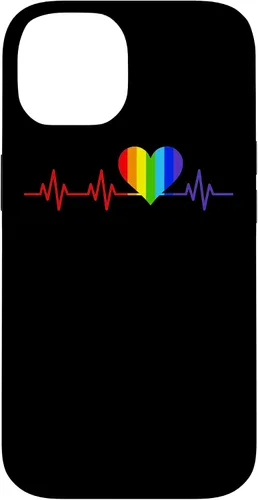 Vista 4 de Gay EKG Pulse Heartbeat Pride Flag y Queer LGBTQ Rainbow Case para iPhone 17