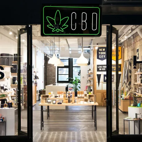 Vista 2 de Señal LED 'CBD' con icono de hoja por SMOKE SHOP LED – Vida útil nominal de 50,000 horas, ¡atrae a más clientes! - Letrero LED de neón de CBD