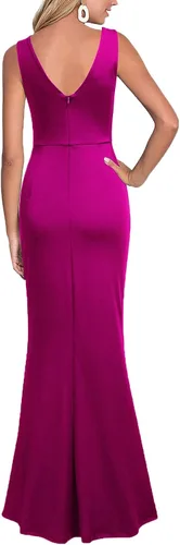 Vista 2 de WOOSEA Vestido largo sin mangas con cuello en V para mujer