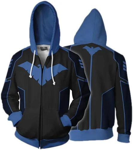Vista 4 de Sudadera con capucha unisex con cremallera 3D para adultos