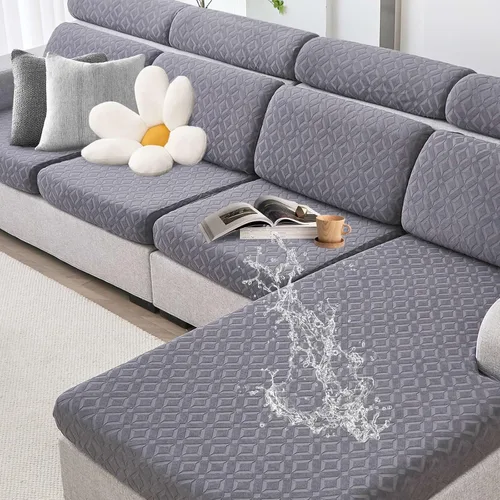 Vista 13 de Fundas de cojín para sofá impermeables, fundas elásticas para sofá seccional, funda de cojín lavable, antideslizante, con parte inferior elástica