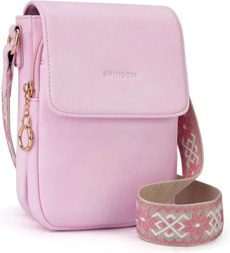 Vista 11 de APHISON Bolsos cruzados pequeños para mujer, a la moda, cartera de cuero para teléfono, monederos para tarjetas, ranuras para tarjetas con correa