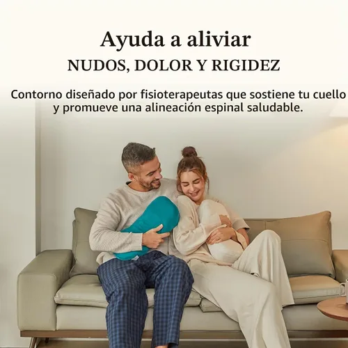 Vista 2 de Kanuda Mini almohada portátil (avena) – Almohada cervical ortopédica compacta para viajes, soporte firme de espuma viscoelástica con terapia CV4