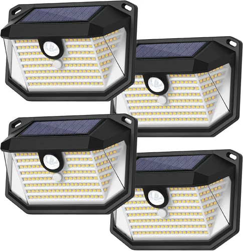 Vista 14 de Paquete de 2 luces solares para exteriores, luces solares superbrillantes con sensor de movimiento alimentadas por energía solar para exteriores