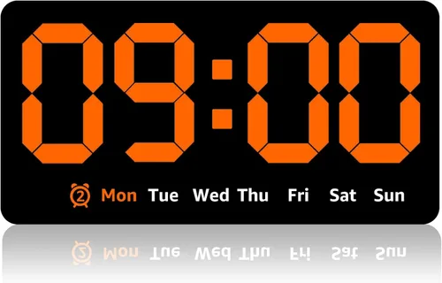 Vista 9 de Reloj de pared digital con atenuador de brillo de pantalla grande, reloj de pared digital LED con pantalla RGB, pequeño reloj de pared para sala