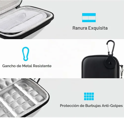 Vista 4 de Lacdo EVA funda de viaje a prueba de golpes para disco duro externo portable de 2.5 pulgadas, GPS, cámara y batería externa, Negro