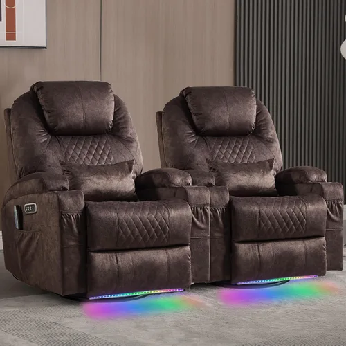 Vista 13 de Sillón reclinable giratorio de doble motor 240° (gris terciopelo, 2)