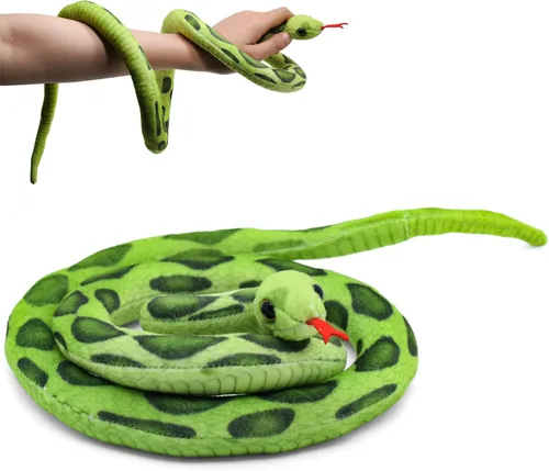 Vista 8 de Muñecas de serpiente de 3.6 pies de largo, animales de peluche suaves y realistas, bromas de peluche, juguetes para niños, regalos para niños