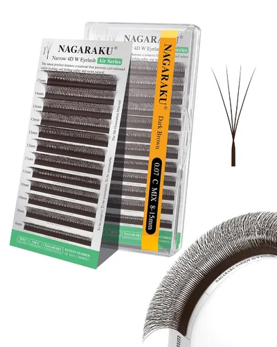 Vista 207 de NAGARAKU Extensiones de pestañas prefabricadas en abanico 3D W 0.05 C 0.315 0.05-C 3D W