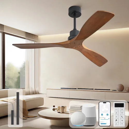 Vista 38 de Sofucor Ventilador de techo de 52 pulgadas con luces y mando a distancia, 3