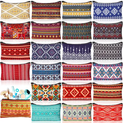 Vista 8 de 24 piezas bolsas de maquillaje a granel, bolsas de cosméticos de lona, organizador de bolso, bolsa cosmética con cremallera, bolsa de tocador