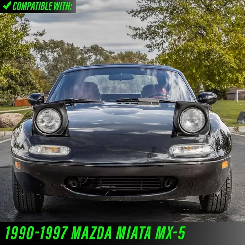 Vista 2 de USR 90-97 Miata MX-5 NA 7” Pulgadas Redondas H6024 Faros LED Proyector H6014 Negro Carcasa 6024 Haz Alto/Bajo Sellado (Par) Compatible con Mazda
