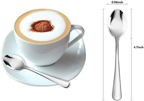 Vista 2 de Demitasse - Cucharas de café expreso, 10 cucharas pequeñas de acero inoxidable de 4.7 pulgadas, cucharas pequeñas para postre, té (plateado)